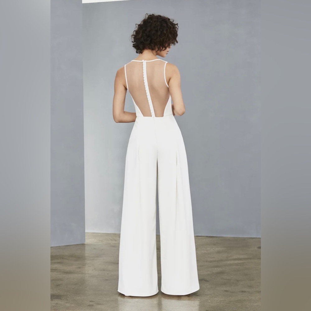 Brand new Amsale ivory Jumpsuit with pockets and sheer back | size 6
